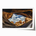 Vibrant landscape print showcasing majestic canyons in rich earth tones, rolled for easy shipping and display, ideal for home or office decor.
