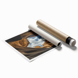 Landscape art print showcasing vibrant canyons in warm earth tones, rolled and ready for framing, perfect for enhancing home decor with a natural theme.