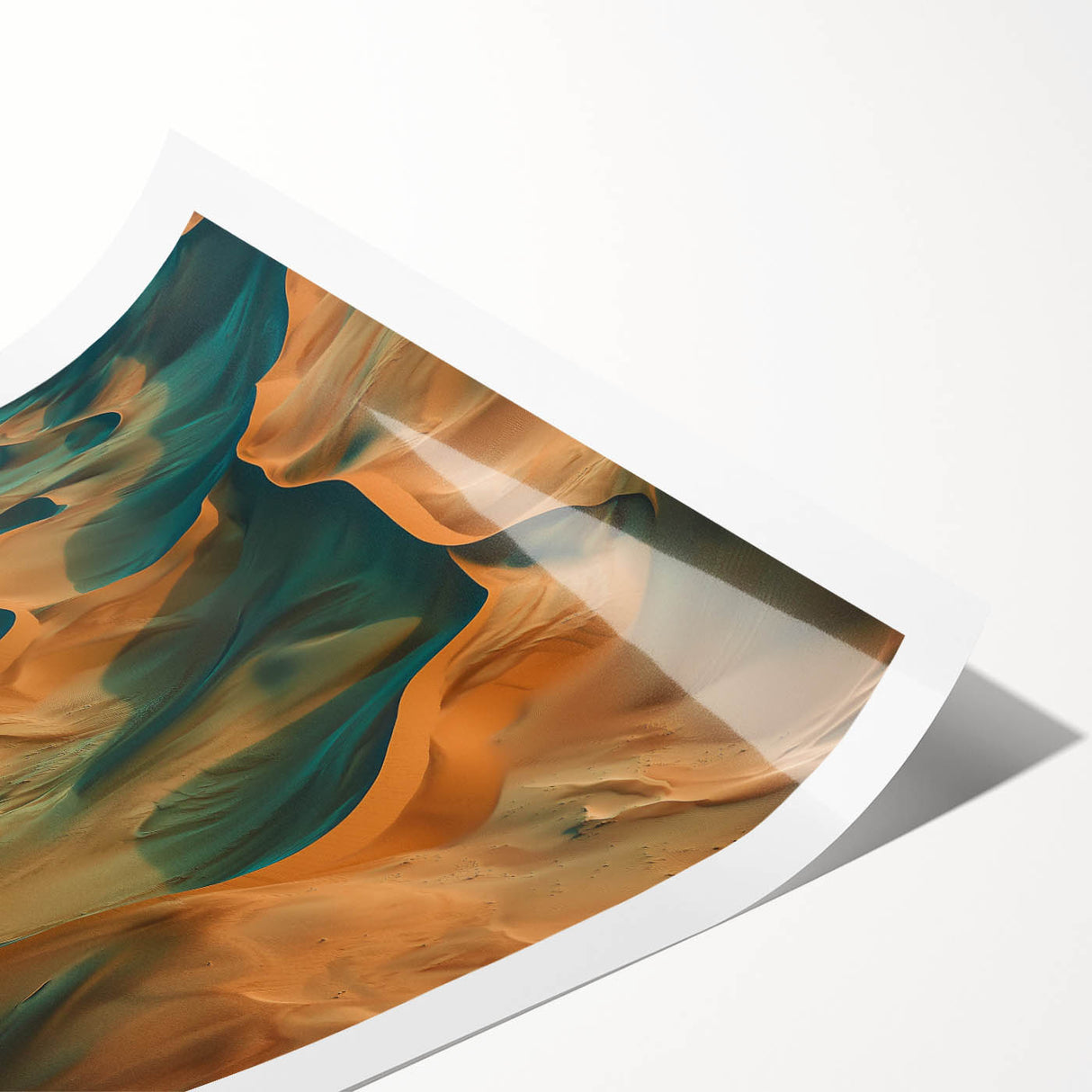 Desert landscape rolled canvas print showcasing vibrant hues of orange and yellow with delicate textures, elegantly packaged in a secure cardboard tube for art enthusiasts.