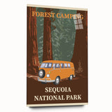 Vintage Sequoia National Park Poster - Forest Camping Art