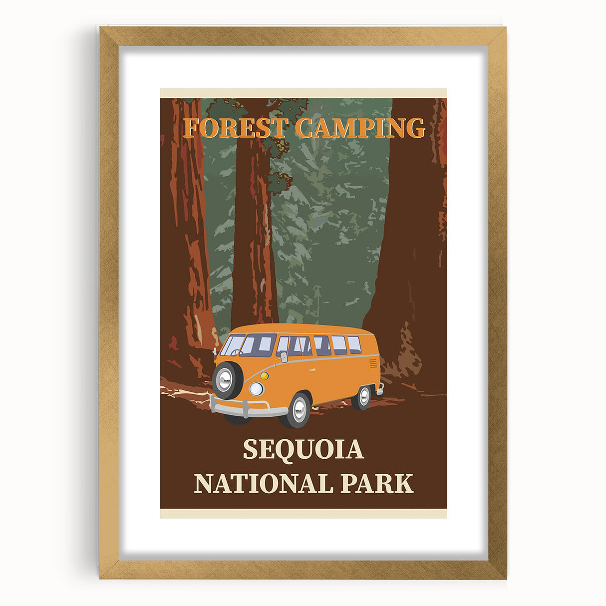 Vintage Sequoia National Park Poster - Forest Camping Art