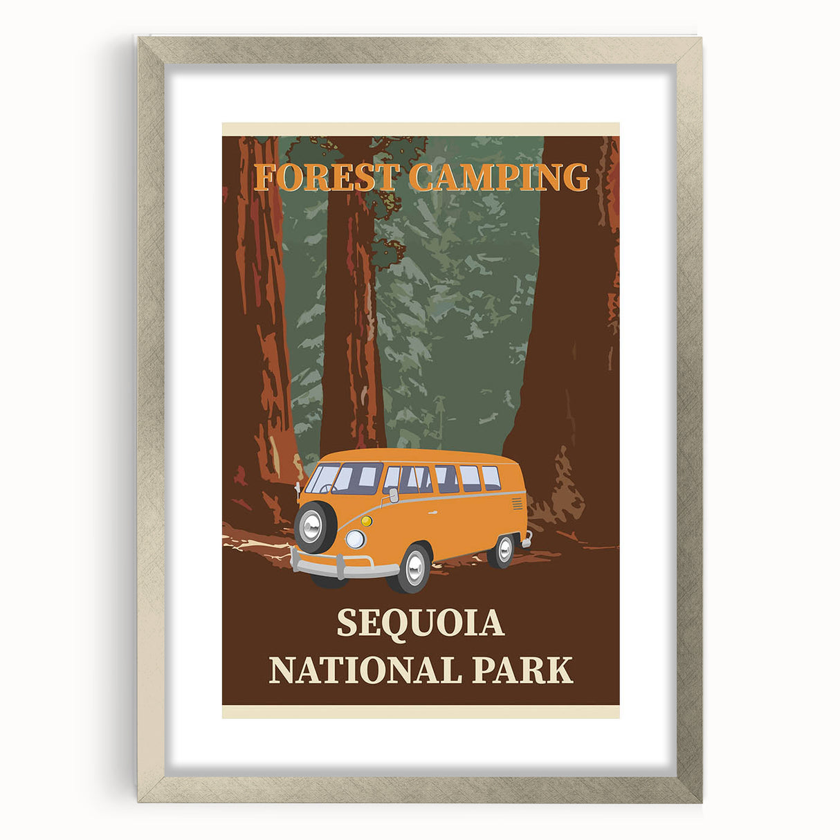 Vintage Sequoia National Park Poster - Forest Camping Art