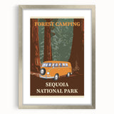 Vintage Sequoia National Park Poster - Forest Camping Art