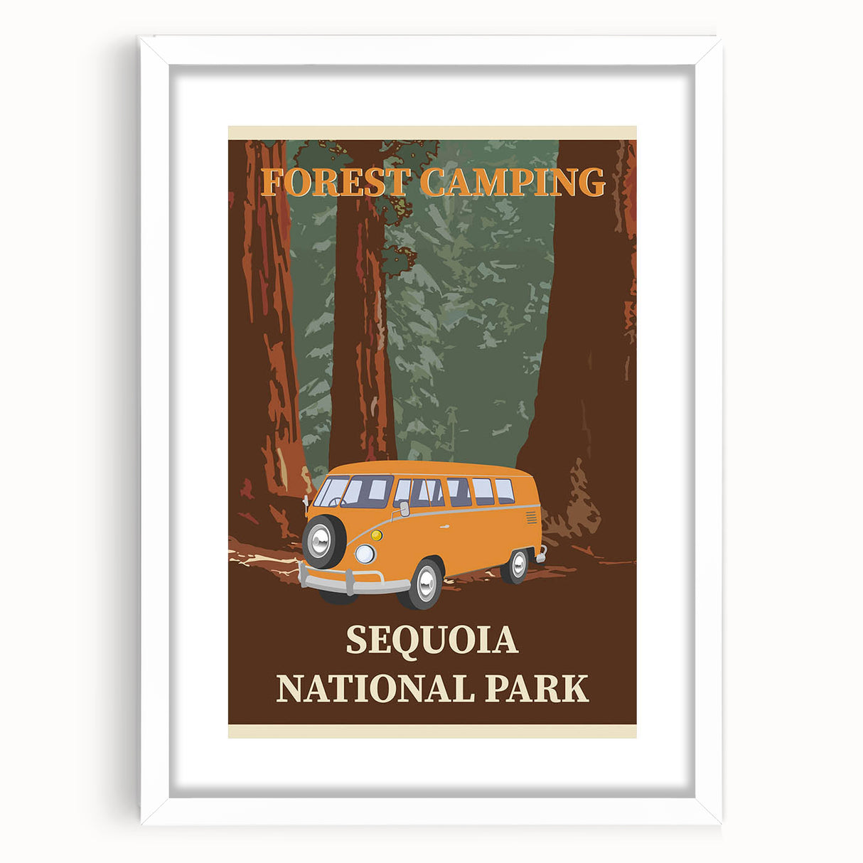 Vintage Sequoia National Park Poster - Forest Camping Art