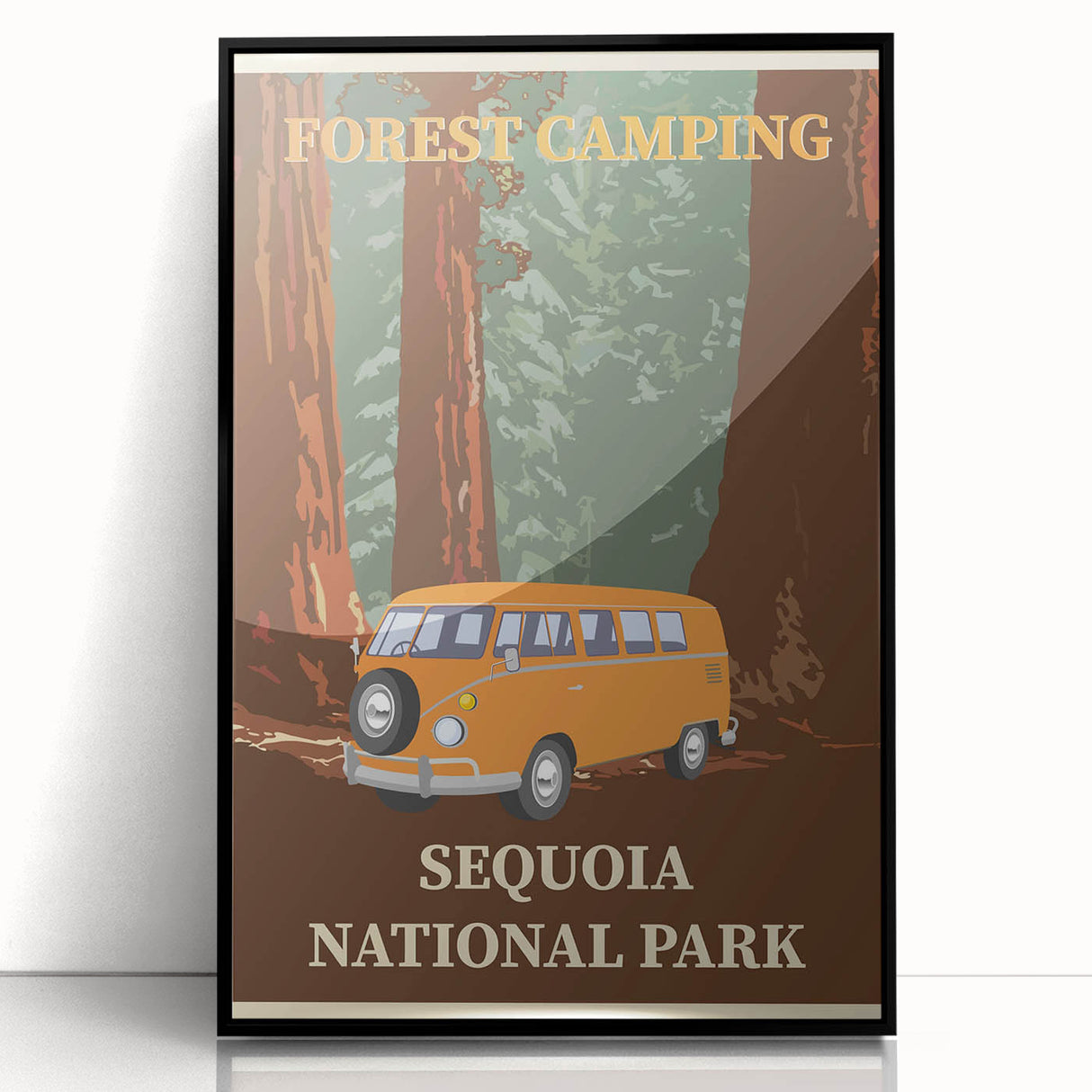 Vintage Sequoia National Park Poster - Forest Camping Art