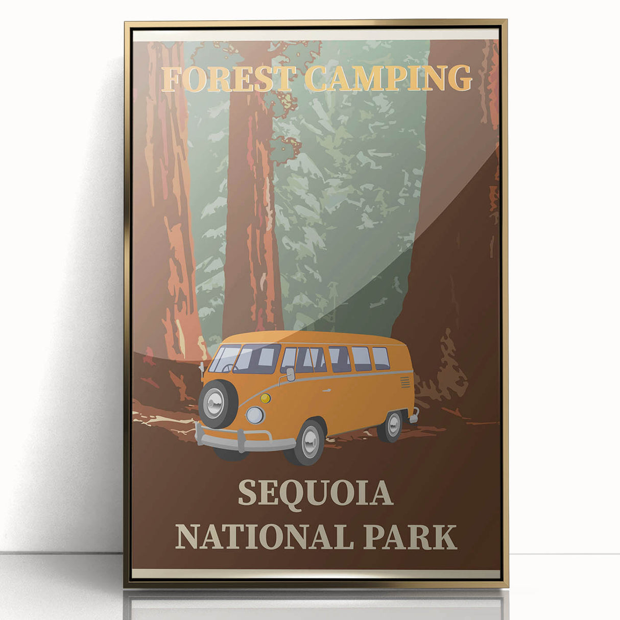 Vintage Sequoia National Park Poster - Forest Camping Art