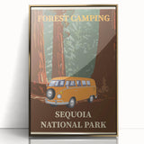Vintage Sequoia National Park Poster - Forest Camping Art
