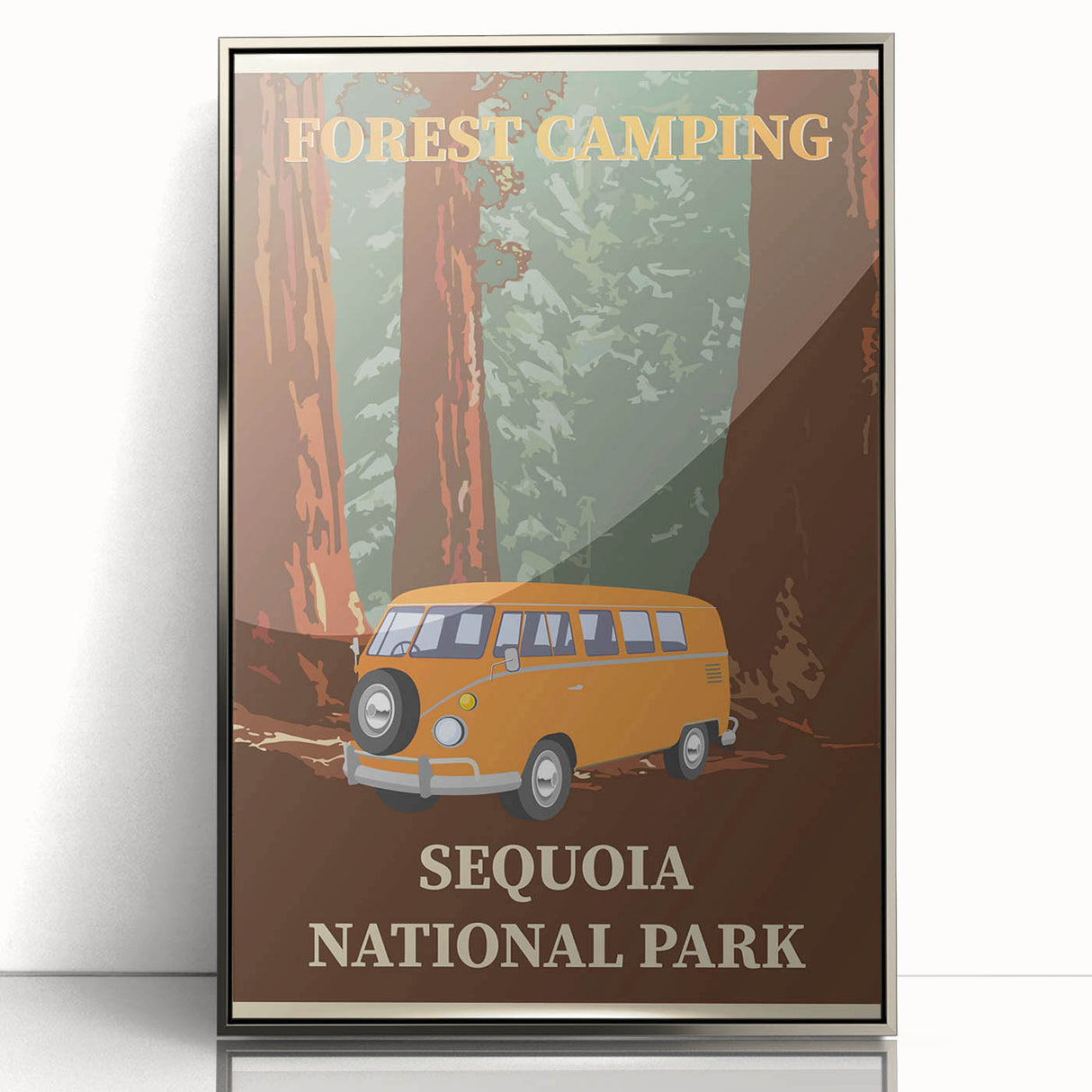 Vintage Sequoia National Park Poster - Forest Camping Art