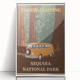 Vintage Sequoia National Park Poster - Forest Camping Art