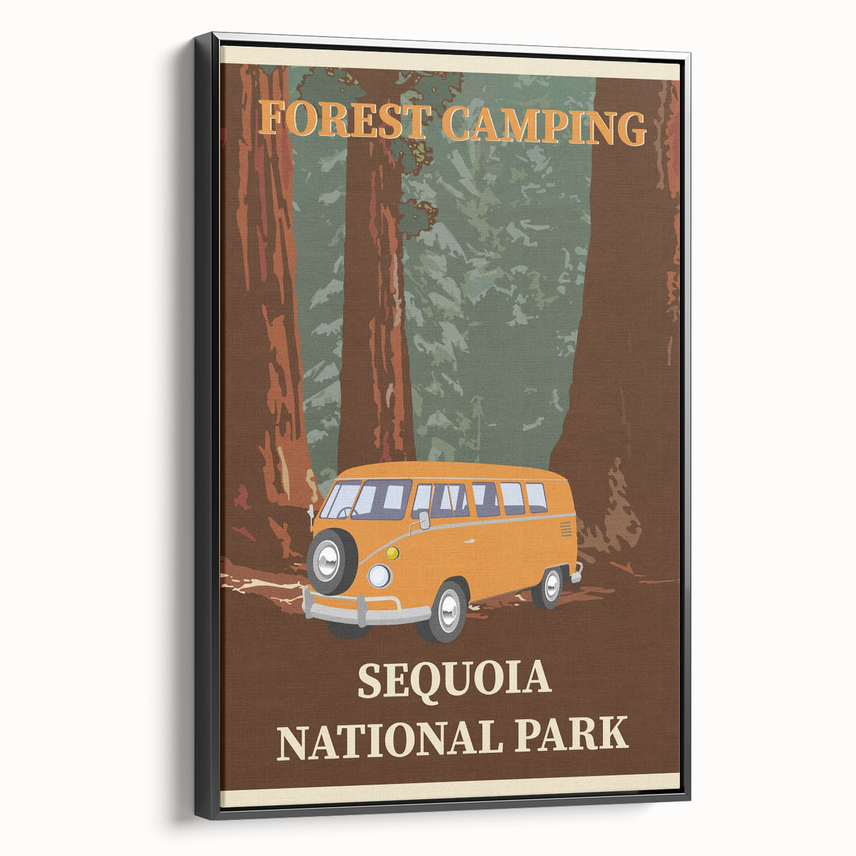 Vintage Sequoia National Park Poster - Forest Camping Art