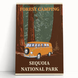 Vintage Sequoia National Park Poster - Forest Camping Art
