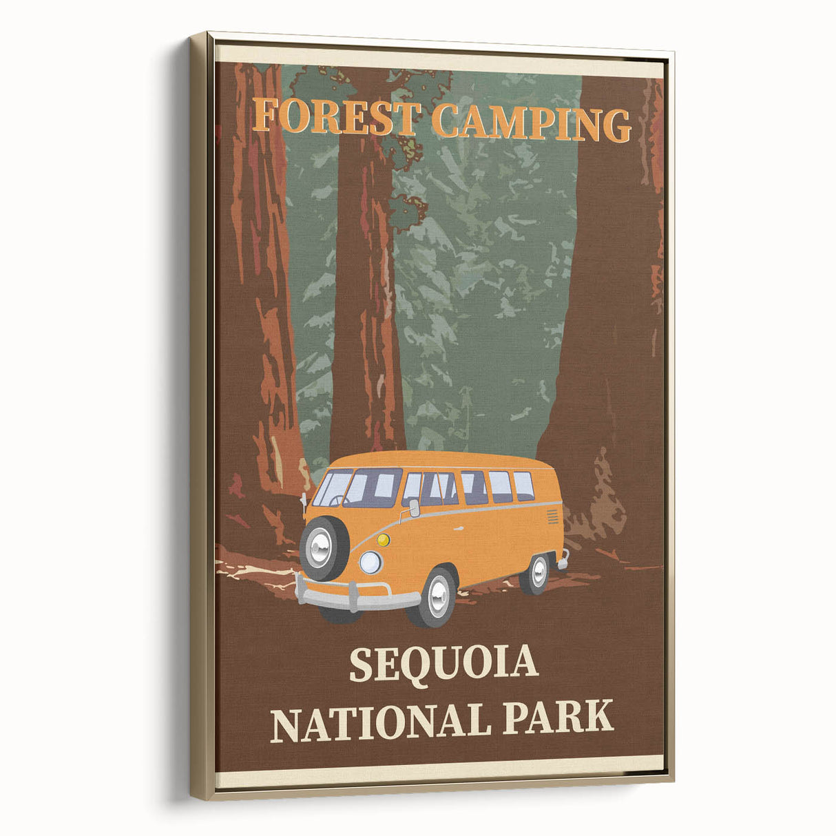 Vintage Sequoia National Park Poster - Forest Camping Art