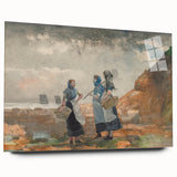 Three Fisher Girls Realism Art Print - Winslow Homer Coastal Scene, 1881