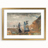 Three Fisher Girls Realism Art Print - Winslow Homer Coastal Scene, 1881