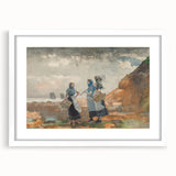 Three Fisher Girls Realism Art Print - Winslow Homer Coastal Scene, 1881