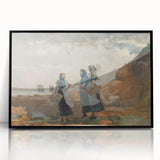 Three Fisher Girls Realism Art Print - Winslow Homer Coastal Scene, 1881