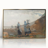 Three Fisher Girls Realism Art Print - Winslow Homer Coastal Scene, 1881