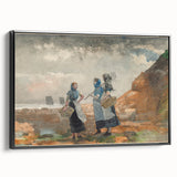 Three Fisher Girls Realism Art Print - Winslow Homer Coastal Scene, 1881