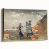 Three Fisher Girls Realism Art Print - Winslow Homer Coastal Scene, 1881