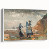 Three Fisher Girls Realism Art Print - Winslow Homer Coastal Scene, 1881