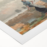 Three Fisher Girls Realism Art Print - Winslow Homer Coastal Scene, 1881