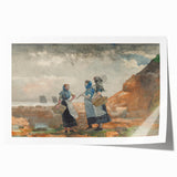 Three Fisher Girls Realism Art Print - Winslow Homer Coastal Scene, 1881