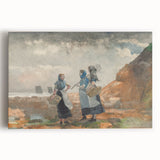 Three Fisher Girls Realism Art Print - Winslow Homer Coastal Scene, 1881