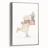 Ice Skating Bear Nursery Wall Art – Baby Room & Kids Decor Print