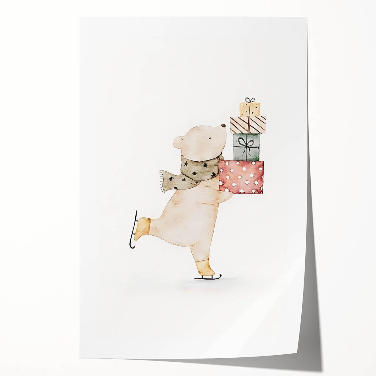 Ice Skating Bear Nursery Wall Art – Baby Room & Kids Decor Print