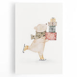 Ice Skating Bear Nursery Wall Art – Baby Room & Kids Decor Print