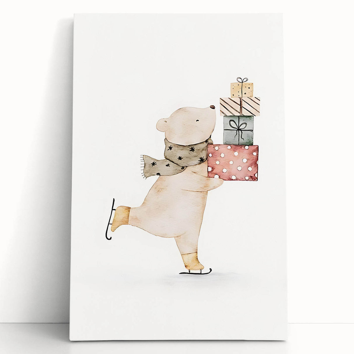 Ice Skating Bear Nursery Wall Art – Baby Room & Kids Decor Print