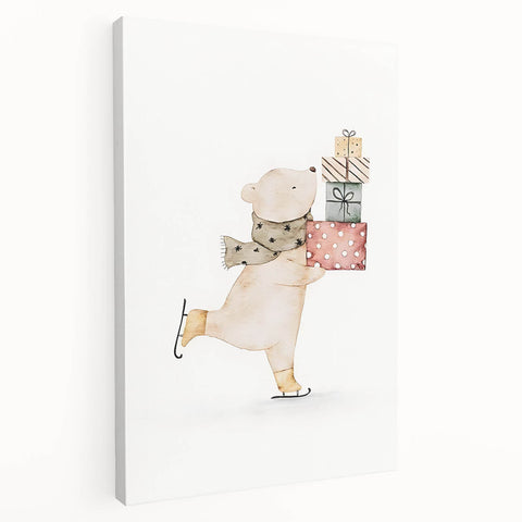 Ice Skating Bear Nursery Wall Art – Baby Room & Kids Decor Print