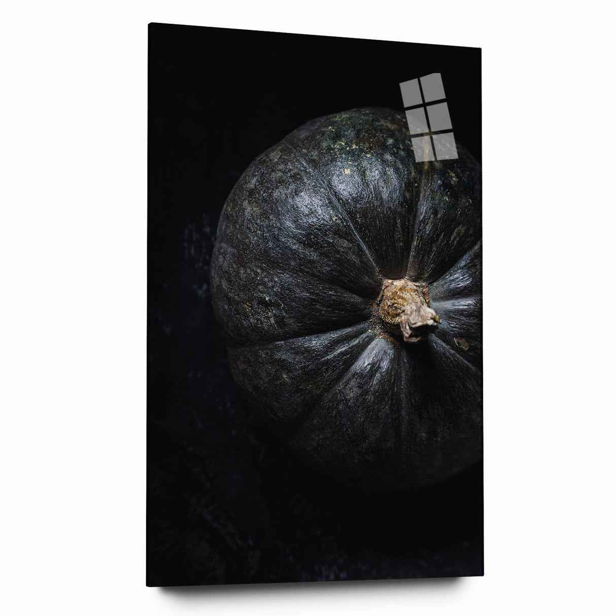 Large abstract wall art on acrylic glass depicting swirling autumn colors, ideal for bedroom or dining room decor.