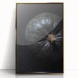 Framed acrylic print of a mid-century modernist fall scene with warm gold and brown tones.