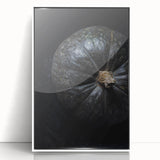 Art deco poster featuring a minimalist fall scene in muted orange and brown tones, framed in white acrylic.