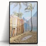 Large abstract wall art in mid-century modernist style, featuring swirls of orange and teal on a black acrylic frame.