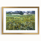 Abstract art print featuring swirling blue and yellow patterns on a framed canvas, suitable for bedroom or dining room decor.