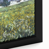 Close-up of a textured, extra large framed canvas featuring a colorful, abstract design reminiscent of Van Gogh's style.