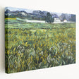 Large stretched canvas depicting Van Gogh's Starry Night, with swirling blue and yellow tones, ideal for kitchen wall art.