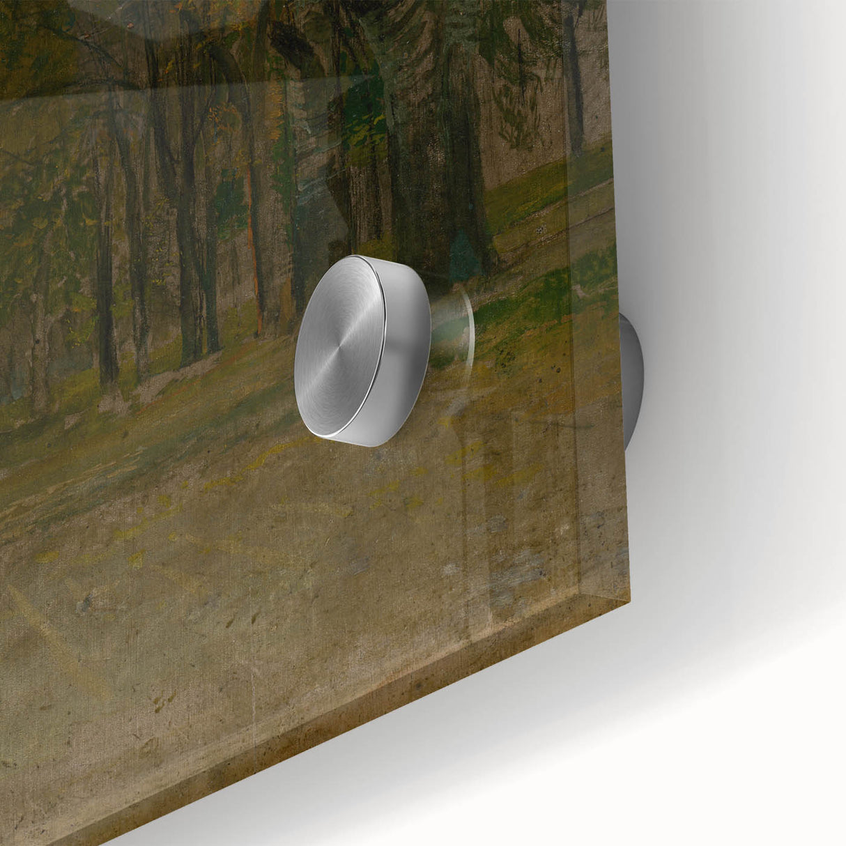 Modern Wall Art: Serene Forest Pathway in Muted Green Tones