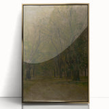 Modern Wall Art: Serene Forest Pathway in Muted Green Tones