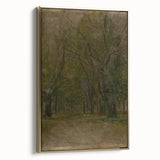 Modern Wall Art: Serene Forest Pathway in Muted Green Tones