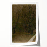 Modern Wall Art: Serene Forest Pathway in Muted Green Tones