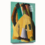 Abstract Modern Art: Vibrant Earthy Composition with Teal and Yellow