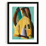 Abstract Modern Art: Vibrant Earthy Composition with Teal and Yellow