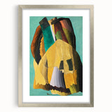 Abstract Modern Art: Vibrant Earthy Composition with Teal and Yellow