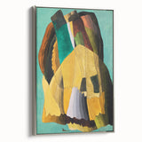 Abstract Modern Art: Vibrant Earthy Composition with Teal and Yellow