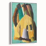 Abstract Modern Art: Vibrant Earthy Composition with Teal and Yellow