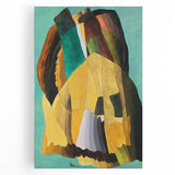 Abstract Modern Art: Vibrant Earthy Composition with Teal and Yellow