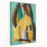 Abstract Modern Art: Vibrant Earthy Composition with Teal and Yellow